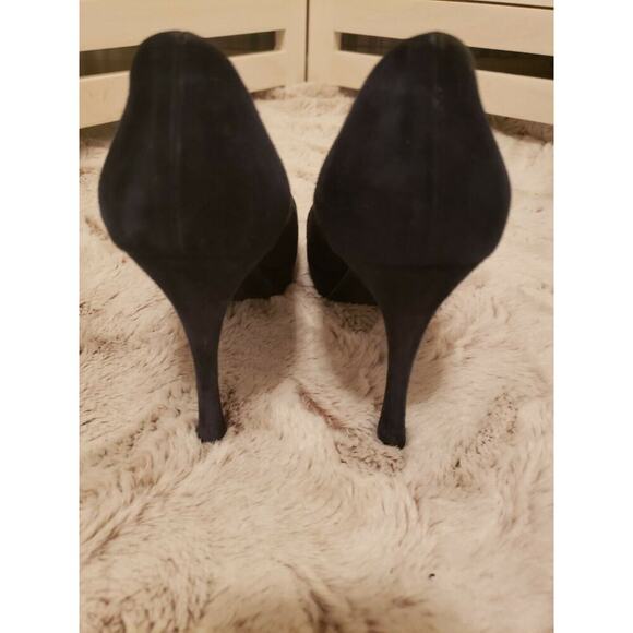 YVES SAINT LAURENT BLK SUEDE PALAIS PEEP TOE 9.5 - Picture 2 of 10